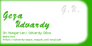 geza udvardy business card
