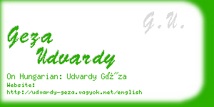 geza udvardy business card
